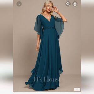 A-line v-neck floor length chiffon mother of the bride dress